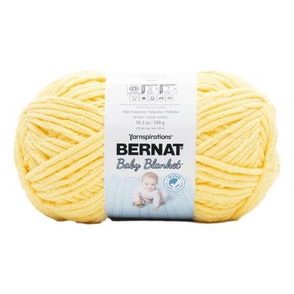 Bernat Baby Blanket Yarn sold by RQC Supply Canada located in Woodstock, Ontario showing buttercup colour