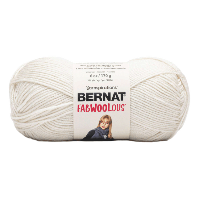 Bernat Fabwoolous Yarn sold by RQC Supply Canada an arts and craft store located in Woodstock, Ontario showing cream colour