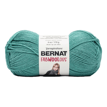 Bernat Fabwoolous Yarn sold by RQC Supply Canada an arts and craft store located in Woodstock, Ontario showing teal colour