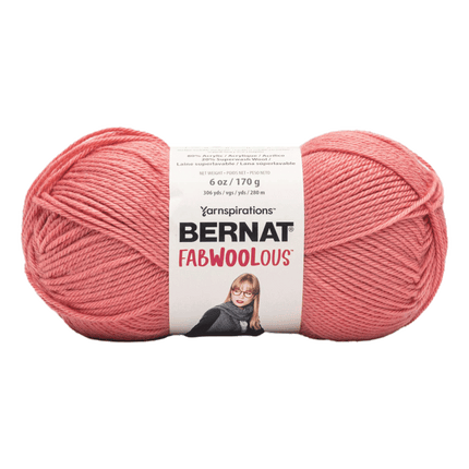 Bernat Fabwoolous Yarn sold by RQC Supply Canada an arts and craft store located in Woodstock, Ontario showing crich rose colour
