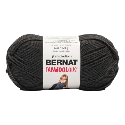 Bernat Fabwoolous Yarn sold by RQC Supply Canada an arts and craft store located in Woodstock, Ontario showing coal colour