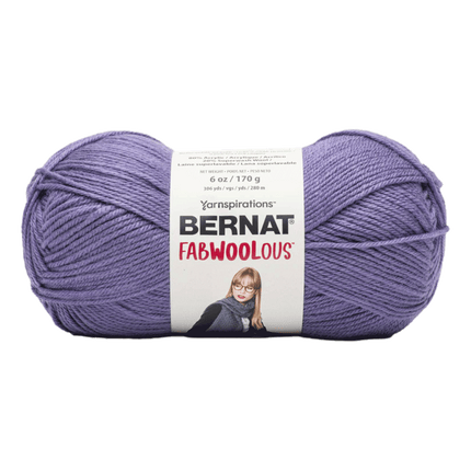 Bernat Fabwoolous Yarn sold by RQC Supply Canada an arts and craft store located in Woodstock, Ontario showing violet colour