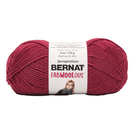  Bernat Fabwoolous Yarn sold by RQC Supply Canada an arts and craft store located in Woodstock, Ontario showing cerise colour