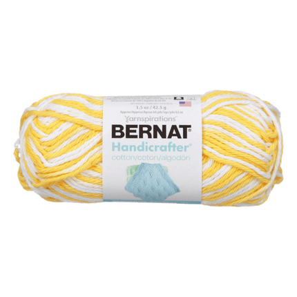 Bernat Handicrafters Cotton Yarn sold by RQC Supply Canada located in Woodstock, Ontario showing Lemon Swirl Ombre Colour