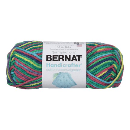 Bernat Handicrafters Cotton Yarn sold by RQC Supply Canada located in Woodstock, Ontario showing Psychedelic Ombre Colour
