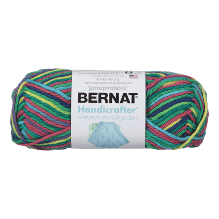 Bernat Handicrafters Cotton Yarn sold by RQC Supply Canada located in Woodstock, Ontario showing Psychedelic Ombre Colour