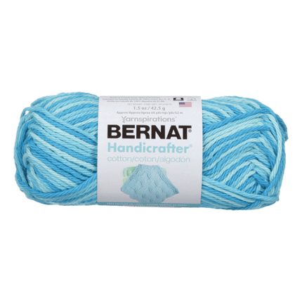 Bernat Handicrafters Cotton Yarn sold by RQC Supply Canada located in Woodstock, Ontario showing Swimming Pool Ombre Colour