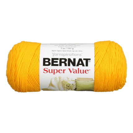 Bernat Super Value Yarn is now sold at RQC Supply Canada located in Woodstock, Ontario, shown in Bright Yellow  colour