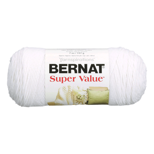 Bernat Super Value Yarn is now sold at RQC Supply Canada located in Woodstock, Ontario, shown in White colour