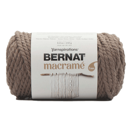 Bernat Macrame 250 Gram Yarn sold by RQC Supply Canada located in Woodstock, Ontario showing Grey Brown colour