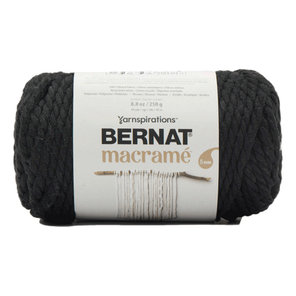 Bernat Macrame 250 Gram Yarn sold by RQC Supply Canada located in Woodstock, Ontario showing Black colour