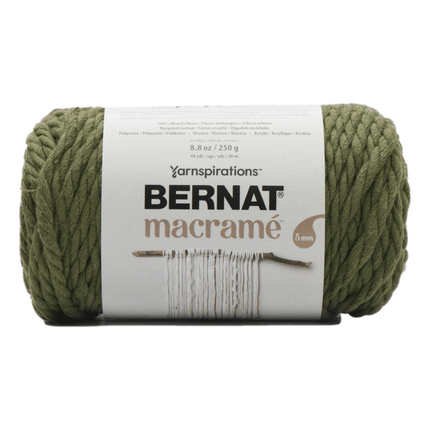 Bernat Macrame 250 Gram Yarn sold by RQC Supply Canada located in Woodstock, Ontario showing Olive colour