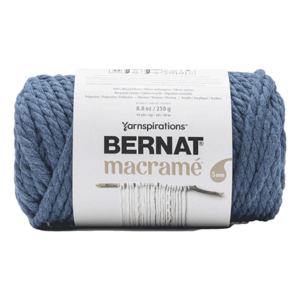 Bernat Macrame 250 Gram Yarn sold by RQC Supply Canada located in Woodstock, Ontario showing Denim colour