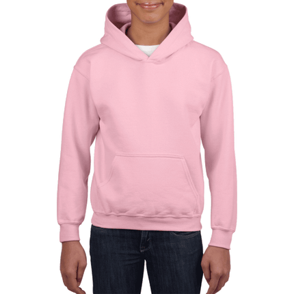18500B Gildan Kids/Youth Hoodie. Shown in Light Pink, sold by RQC Supply Canada.