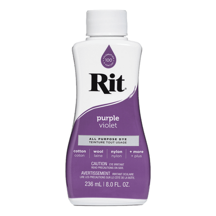 RIT All Purpose Liquid Fabric Dye sold by RQC Supply Canada located in Woodstock, Ontario shown in purple colour