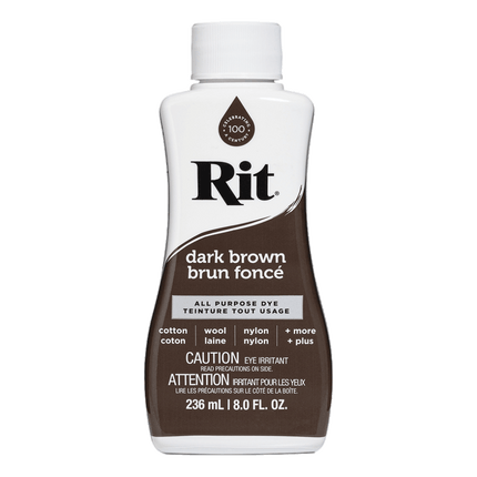 RIT All Purpose Liquid Fabric Dye sold by RQC Supply Canada located in Woodstock, Ontario shown in Dark Brown colour