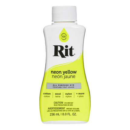 RIT All Purpose Liquid Fabric Dye sold by RQC Supply Canada located in Woodstock, Ontario shown in Neon Yellow colour