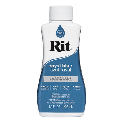 RIT All Purpose Liquid Fabric Dye sold by RQC Supply Canada located in Woodstock, Ontario shown in royal blue colour