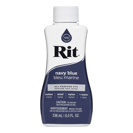 RIT All Purpose Liquid Fabric Dye sold by RQC Supply Canada located in Woodstock, Ontario shown in navy Blue colour