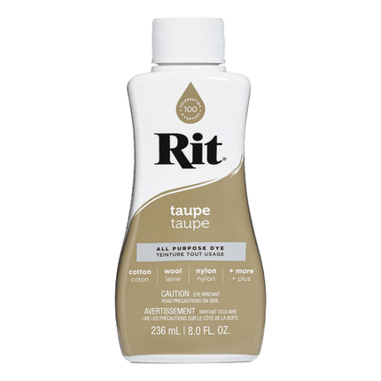 RIT All Purpose Liquid Fabric Dye sold by RQC Supply Canada located in Woodstock, Ontario shown in taupe colour
