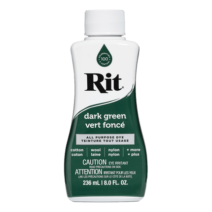 RIT All Purpose Liquid Fabric Dye sold by RQC Supply Canada located in Woodstock, Ontario shown in Dark Green colour