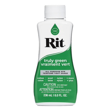 RIT All Purpose Liquid Fabric Dye sold by RQC Supply Canada located in Woodstock, Ontario shown in truly green colour