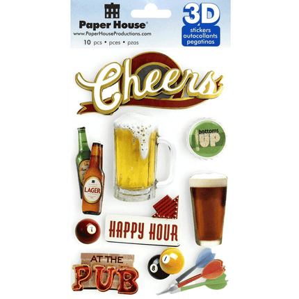 Paper House 3D Cheers Father's Day stickers sold by RQC Supply Canada an arts and craft store located in Woodstock, Ontario