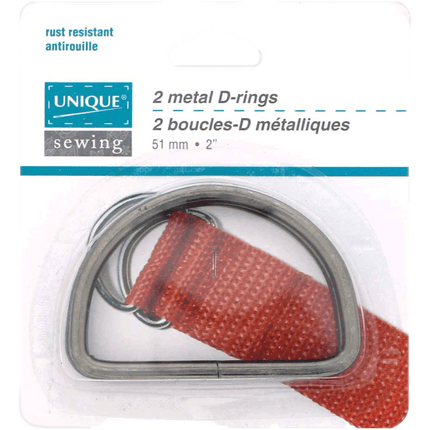 Gunmetal  D Rings sold by RQC Supply Canada located in Woodstock, Ontario shown in 51mm/2" sizing