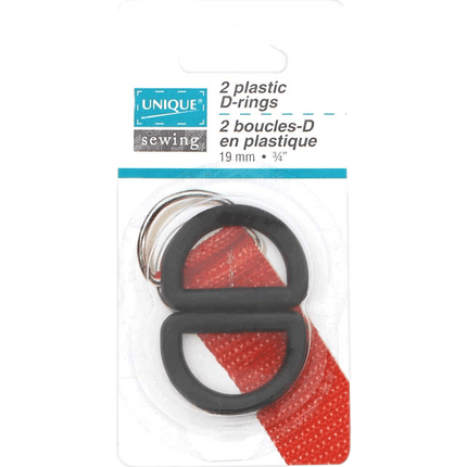 Plastic D Rings sold by RQC Supply Canada located in Woodstock, Ontario shown in 19mm/3/4" sizing