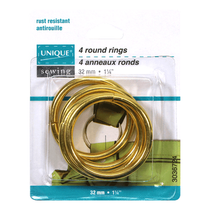 32mm 1.25" Round Rings shown in Gold sold by RQC Supply Canada located in Woodstock, Ontario