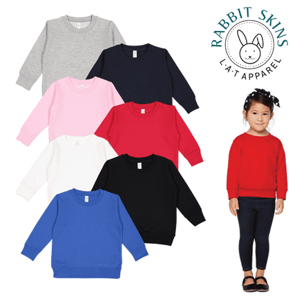 3117 Toddler Crewneck Sweatshirt from Rabbit Skins. All colours available shown, sold by RQC Supply Canada.