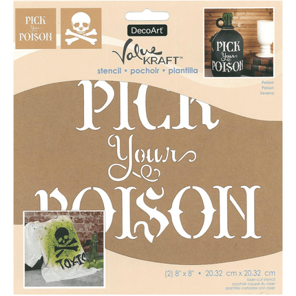 Pick your Poison Stencil sold day RQC Supply Canada an arts and craft store located in Woodstock, Ontario