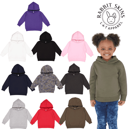 3326 Lat Apparel branded as Rabbit Skins Colours available in stock Toddler Hooded Sweatshirt sold by RQC Supply Located in Woodstock, Ontario