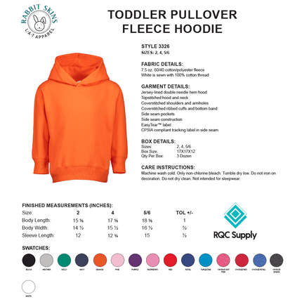 3326 Toddler Hooded Sweatshirt - Rabbit Skins