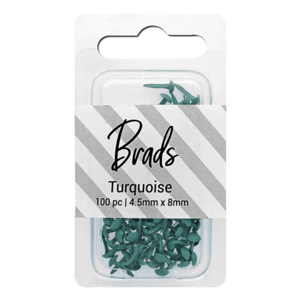 Turquoise Brads sold by RQC Supply Canada an arts and craft store located in Woodstock, Ontario