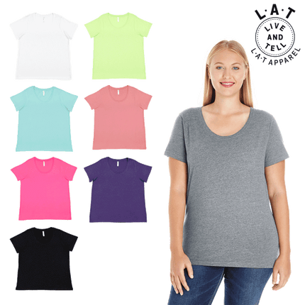 LAT Ladies Curvy Scoop Neck Tee sold by RQC Supply Canada. All available colours shown here.