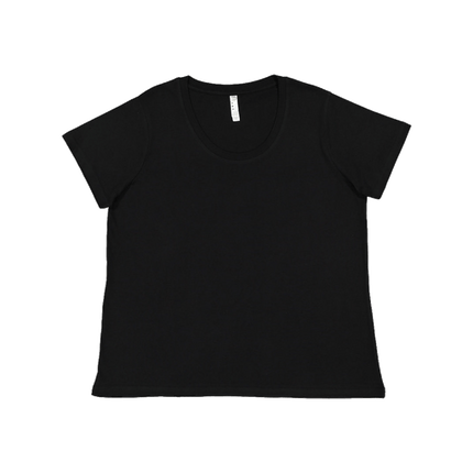 LAT  Ladies Curvy Scoop Neck Tee sold by RQC Supply Canada. Black colour shown here.