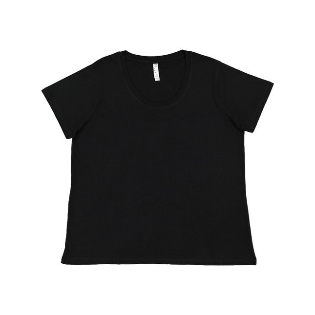 LAT  Ladies Curvy Scoop Neck Tee sold by RQC Supply Canada. Black colour shown here.