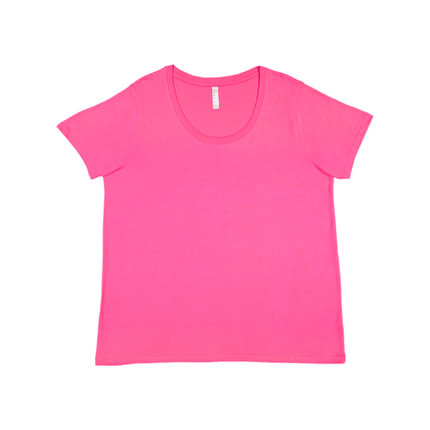 LAT  Ladies Curvy Scoop Neck Tee sold by RQC Supply Canada. Hot Pink colour shown here.
