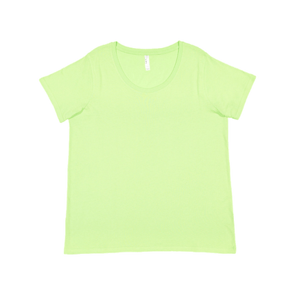 LAT  Ladies Curvy Scoop Neck Tee sold by RQC Supply Canada. Key Lime colour shown here.