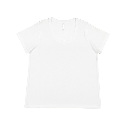 LAT  Ladies Curvy Scoop Neck Tee sold by RQC Supply Canada. White colour shown here.
