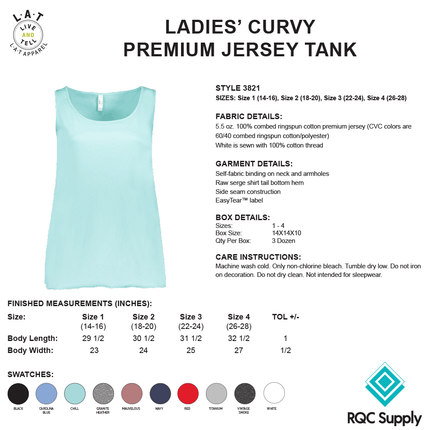 Ladies Curvy Tank Top LAT Apparel (Plus Size) - 3821