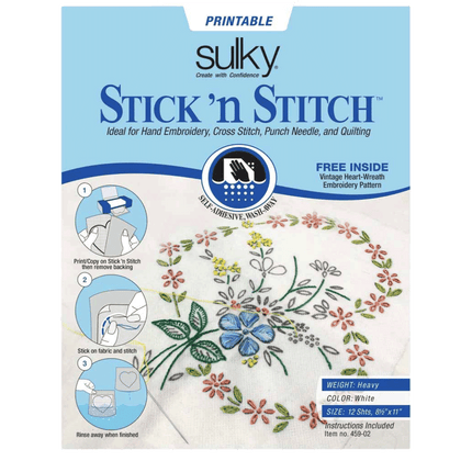 SULKY Stick ‘n Stitch - 21.5 x 28cm (8½″ x 11″) - 12 sheets