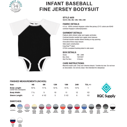 4430 Baby Raglan Infant Baseball Bodysuit - Rabbit Skins