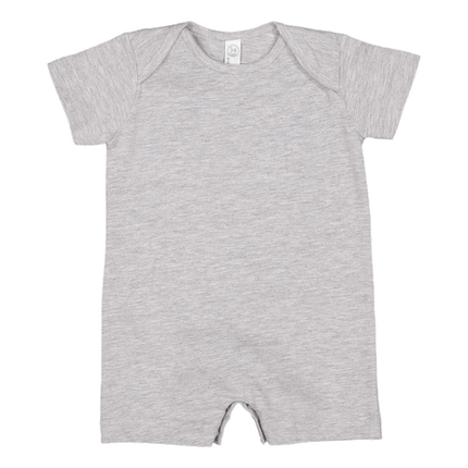4486 Infant Rompers made by LAT Apparel under their Rabbit Skins brand, showing heather grey available for sale sold by RQC Supply Canada.