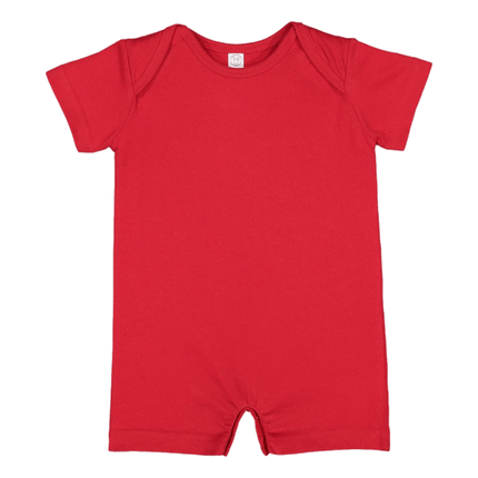 4486 Infant Rompers made by LAT Apparel under their Rabbit Skins brand, showing red colour available for sale sold by RQC Supply Canada.