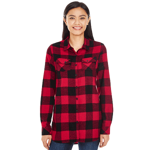 5210 Burnside Red and Black Flannel Long Sleeved Shirt sold by RQC Supply Canada