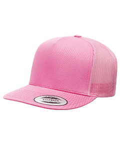 6006 Pink Adult Poly-cotton Yupoong five panel retro baseball hats sold by RQC Supply Canada