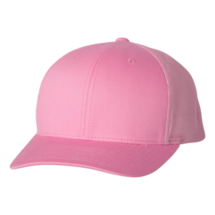 Yupoong Pink 6 panel baseball trucker hat sold by RQC Supply Canada an arts and craft store located in Woodstock, Ontario