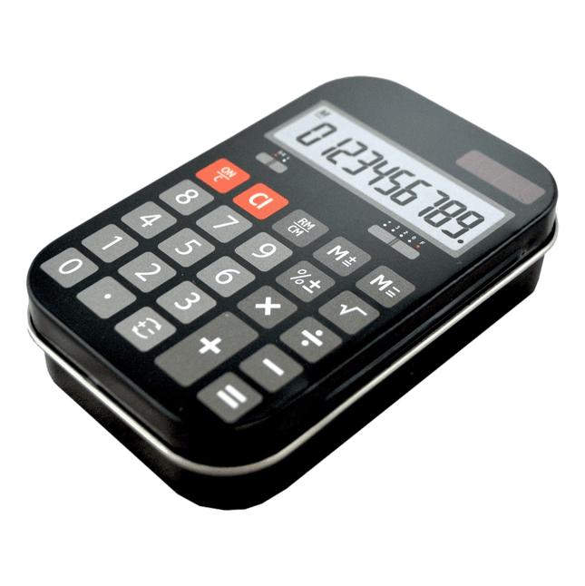 Calculator Tin Box perfect for storing those little items sold by RQC Supply Canada located in Woodstock, Ontario